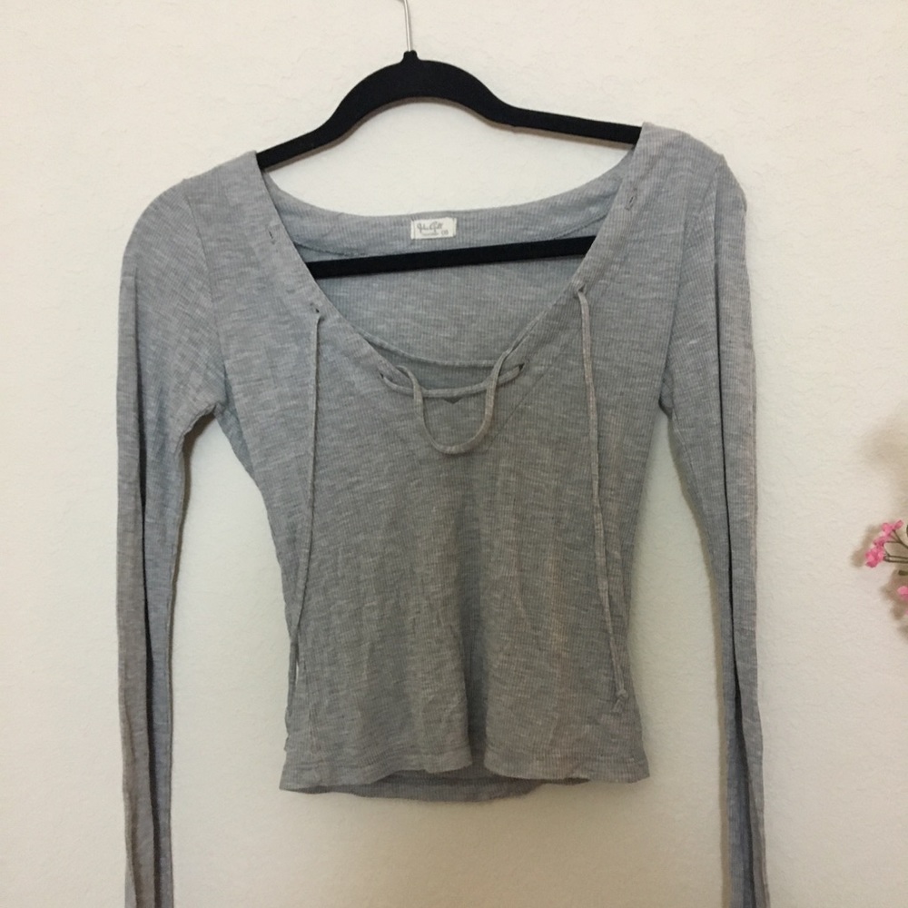 Brandy Melville Grey Longsleeved V Neck